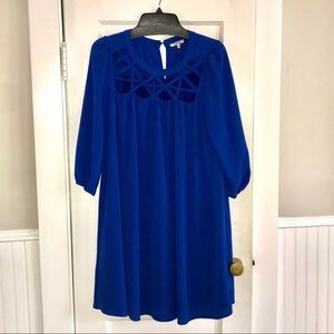 Royal Blue Babydoll/Swing Dress w/ Detailed Neck